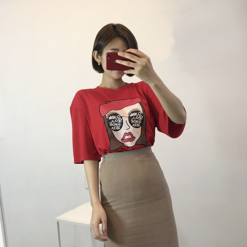 <b><p>touch cute face Printing Short sleeves T-shi</p></b><b><p>肌触り かわいい フェイス 印刷 半袖 Tシャツ ラウンド 珍しい コーディネート</p></b><br /><br /><p align='center'>