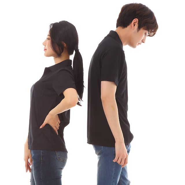 쿨론)기능성 검정카라 반팔티셔츠 식당유니폼 서빙셔츠 음식점유니폼 홀서빙복 - 상세 이미지 2
