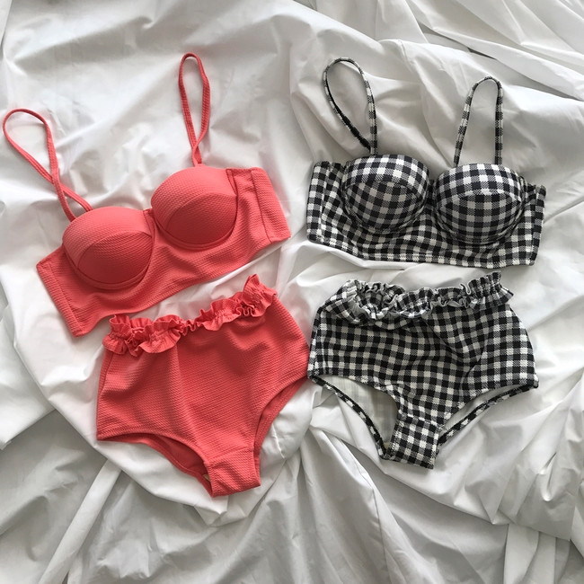 <b><p>check pink High waist biki fancy Marl Sexy</p></b><b><p>チェック ピンク ハイウエスト ビキニ 派手な マリンル セクシーモノ モダン 水着</p></b><br /><br /><p align='center'>