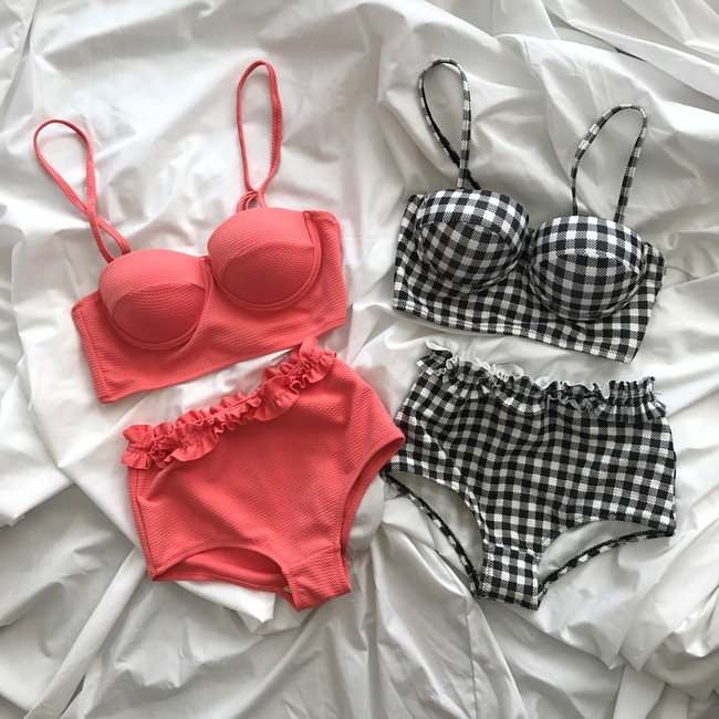 <b><p>check pink High waist biki fancy Marl Sexy</p></b><b><p>チェック ピンク ハイウエスト ビキニ 派手な マリンル セクシーモノ モダン 水着</p></b><br /><br /><p align='center'>