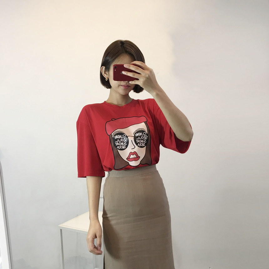 <b><p>touch cute face Printing Short sleeves T-shi</p></b><b><p>肌触り かわいい フェイス 印刷 半袖 Tシャツ ラウンド 珍しい コーディネート</p></b><br /><br /><p align='center'>