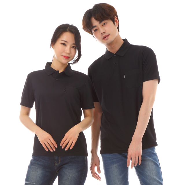쿨론)기능성 검정카라 반팔티셔츠 식당유니폼 서빙셔츠 음식점유니폼 홀서빙복 - 상세 이미지 3