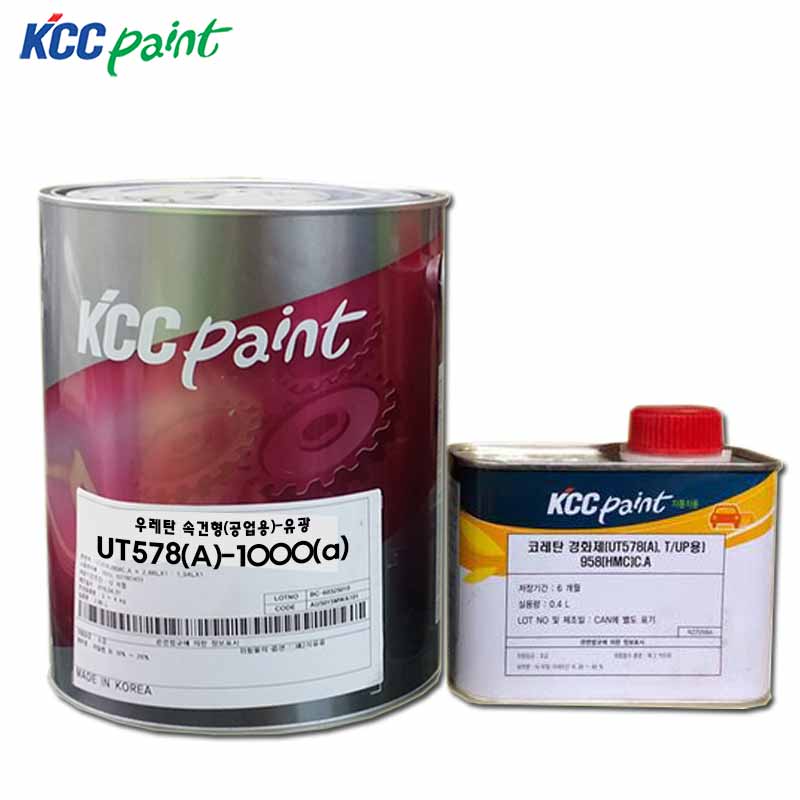KCC 철재 플라스틱 상도용 우레탄 속건 UT578 유광백색 4L - 상품 이미지