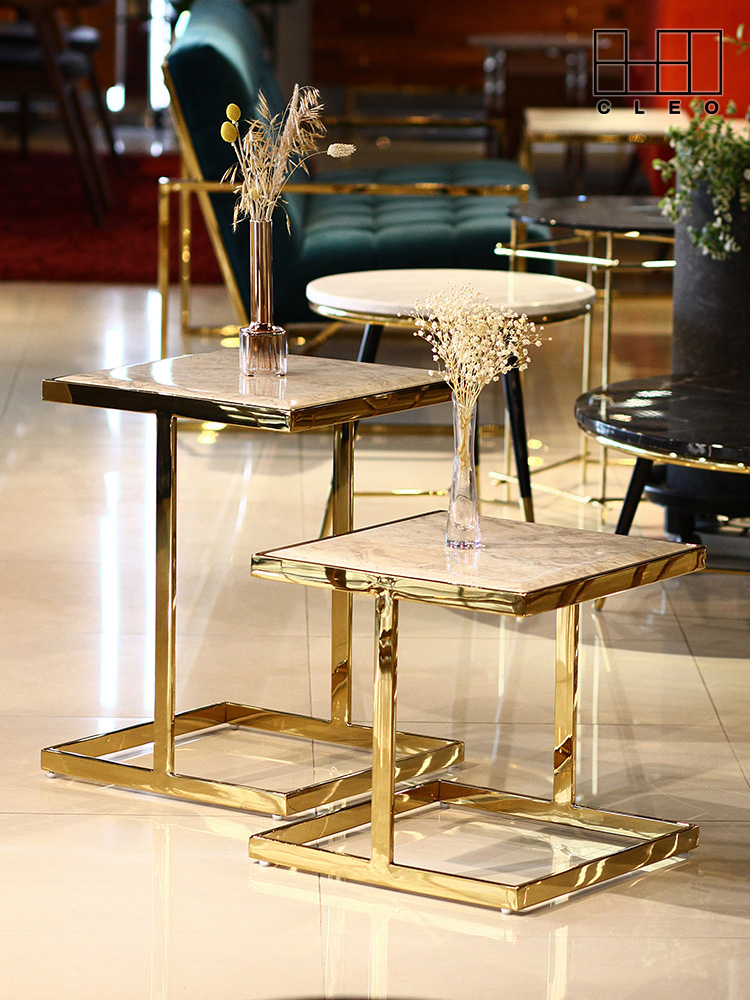 웬디 이태리 천연 대리석 골드 거실 소파 테이블 티테이블 / 비앙코조이 CL213