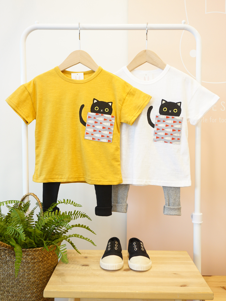 <b><p>pocket cat Short sleeve Codined T-shis Cutie</p></b><b><p>ポケット 猫 半袖Tシャツ コーディネイトしやすい キューティースタイル 毎日着たい</p></b><br /><br /><p align='center'>