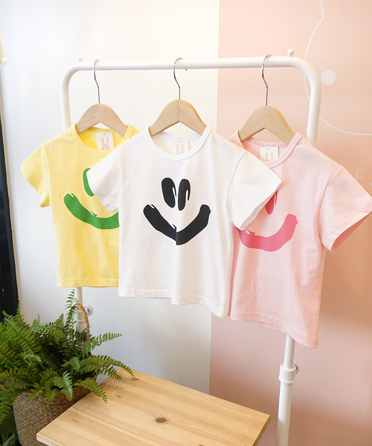 <b><p>smile T-shirt color Chdren's Day Look</p></b><b><p>スマイル Tシャツ 3 色 児童デイリールック 登院 イジルク ボムオト ストライプティー</p></b><br /><br /><p align='center'>