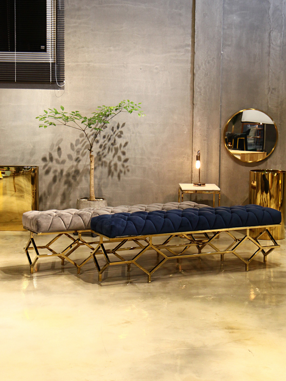 벨벳 패브릭 퀼팅 골드 인테리어 베드벤치 식탁 벤치 스툴 소파 BB02 CL158