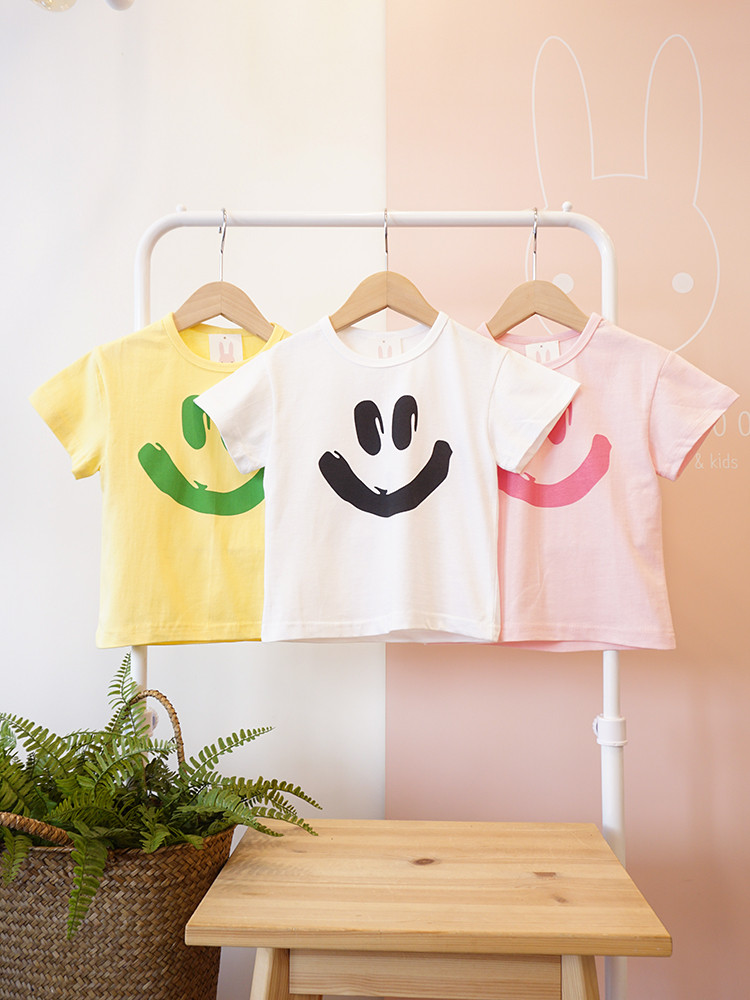 <b><p>smile T-shirt color Chdren's Day Look</p></b><b><p>スマイル Tシャツ 3 色 児童デイリールック 登院 イジルク ボムオト ストライプティー</p></b><br /><br /><p align='center'>