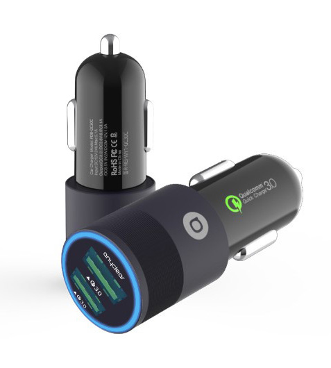 애니클리어 퀄컴 퀵차지 3.0 차량용 휴대폰 핸드폰 USB 듀얼 고속 급속 충전기 PDB-QC30C - 메인 이미지