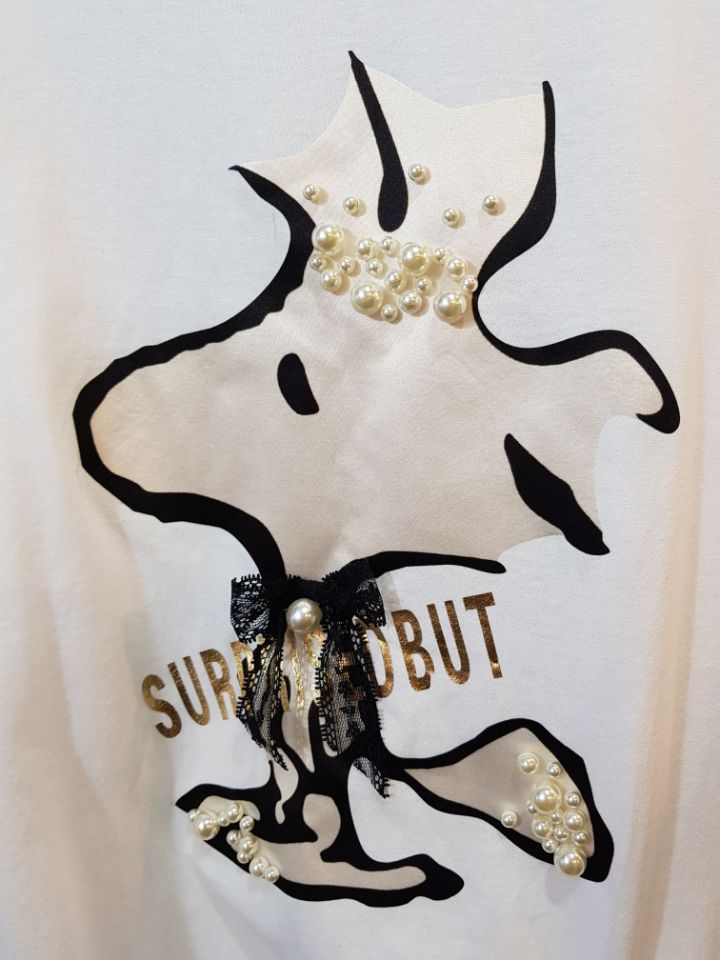 <b><p>Nuppy Pearl ribbon T-shirt</p></b><b><p>ヌピ 真珠 リボン Tシャツ</p></b><br /><br /><p align='center'>