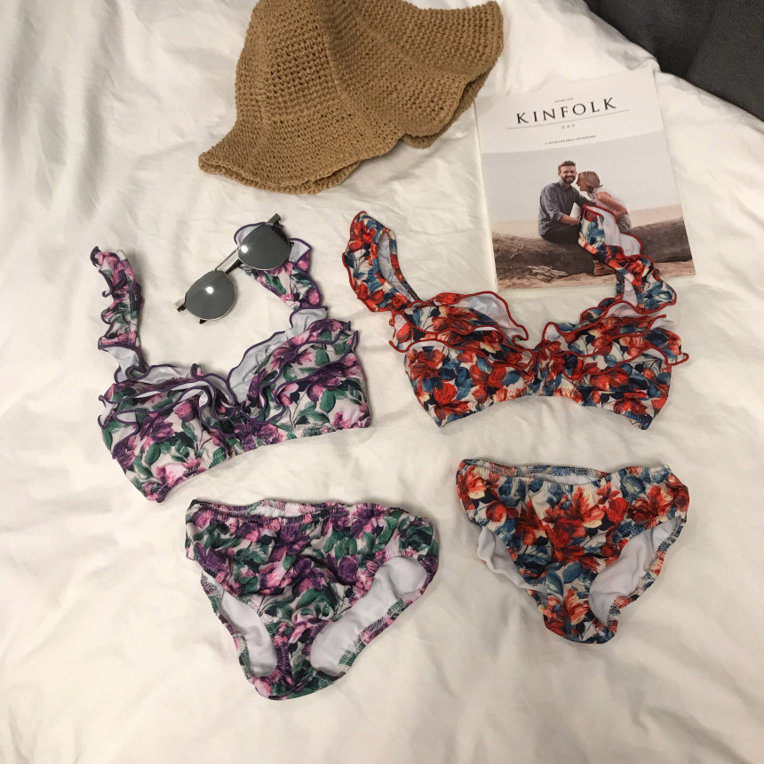 <b><p>Pansy Flower Frill bikini swimsuit 2cor pattn</p></b><b><p>パンジーフラワー フリル ビキニ 水着 2色 パターン 2pcs女性服 セット モノ</p></b><br /><br /><p align='center'>