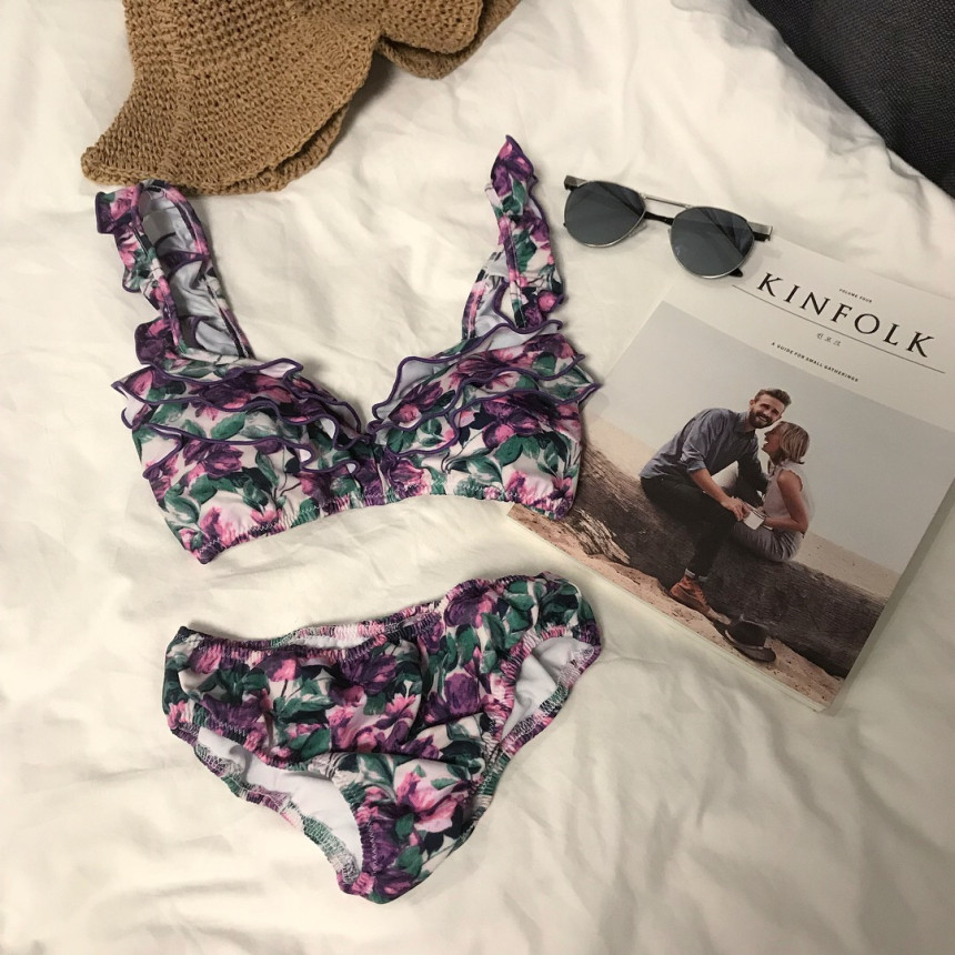 <b><p>Pansy Flower Frill bikini swimsuit 2cor pattn</p></b><b><p>パンジーフラワー フリル ビキニ 水着 2色 パターン 2pcs女性服 セット モノ</p></b><br /><br /><p align='center'>