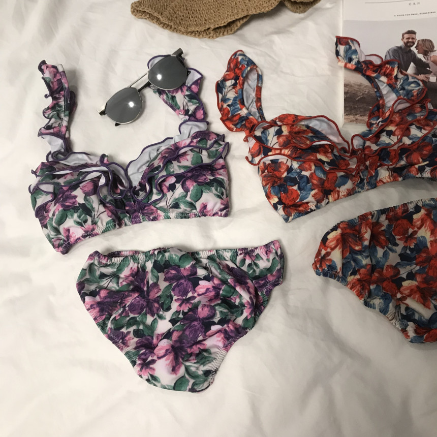 <b><p>Pansy Flower Frill bikini swimsuit 2cor pattn</p></b><b><p>パンジーフラワー フリル ビキニ 水着 2色 パターン 2pcs女性服 セット モノ</p></b><br /><br /><p align='center'>