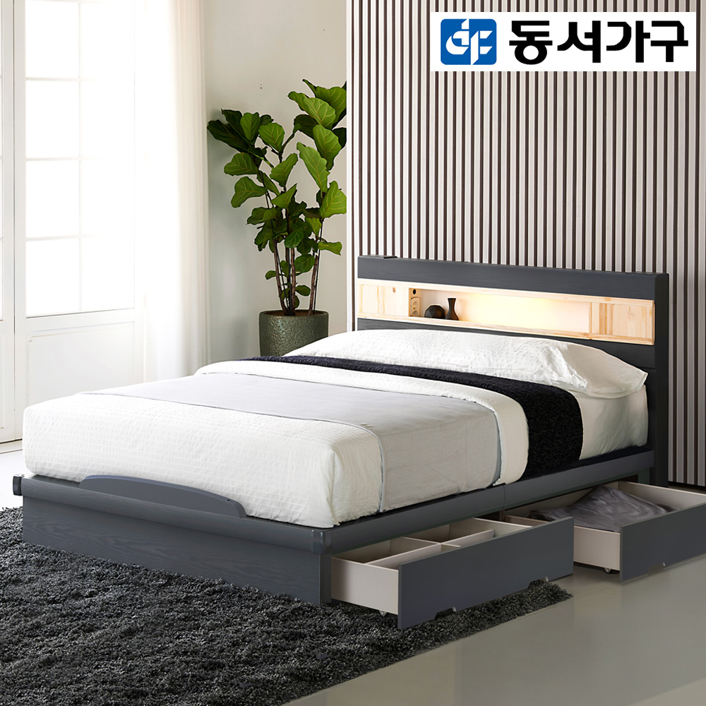 동서가구 세렌 LED편백 SS 수납침대 프레임 DFS909520-1