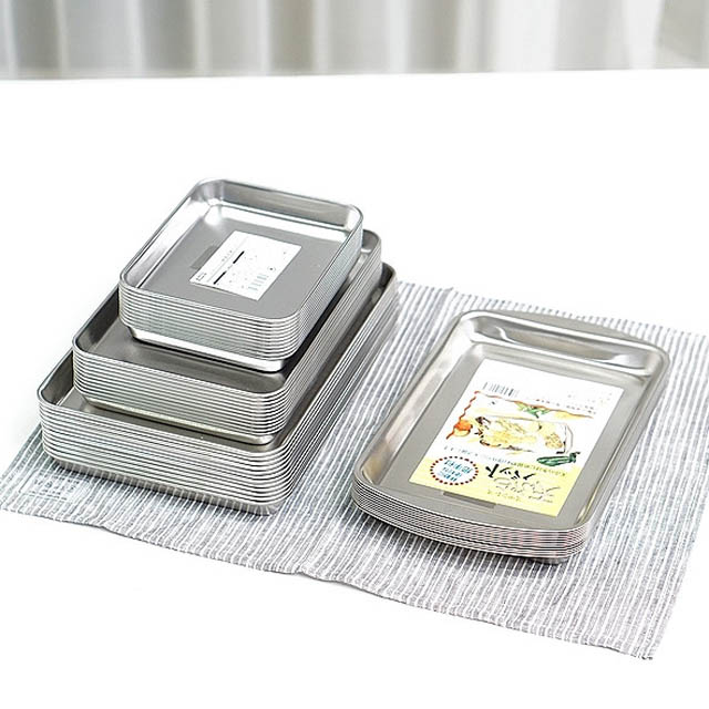 일본 에코 스텐 트레이) 스텐바트,사각 쟁반(중) - 상품 이미지