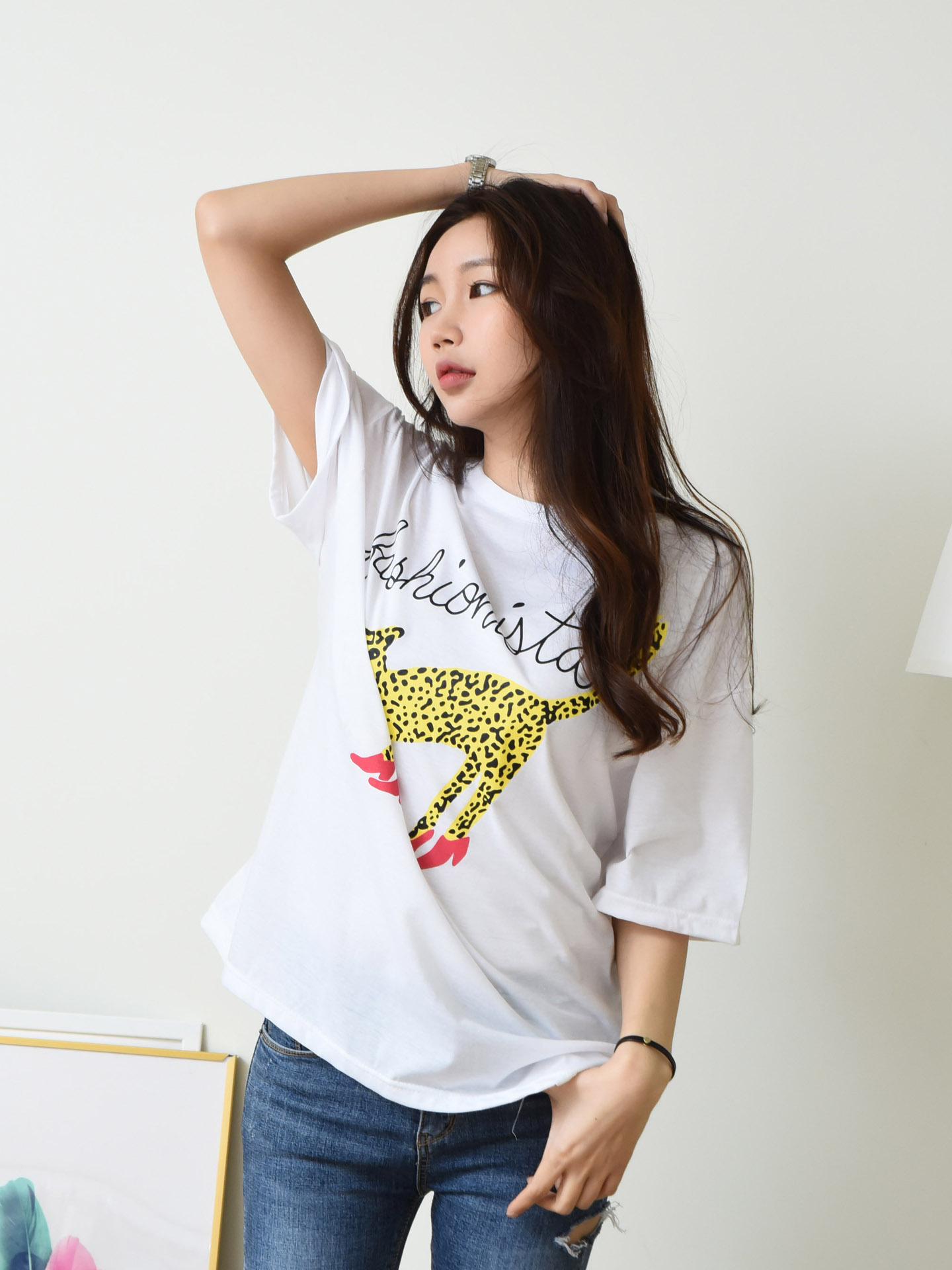 <b><p>1 Cheetah ltering Short Slve Polo round basic</p></b><b><p>1 チーターレタリング 半袖Tシャツ ラウンド ベーシック 女性 基本 夏 大学生ル</p></b><br /><br /><p align='center'>