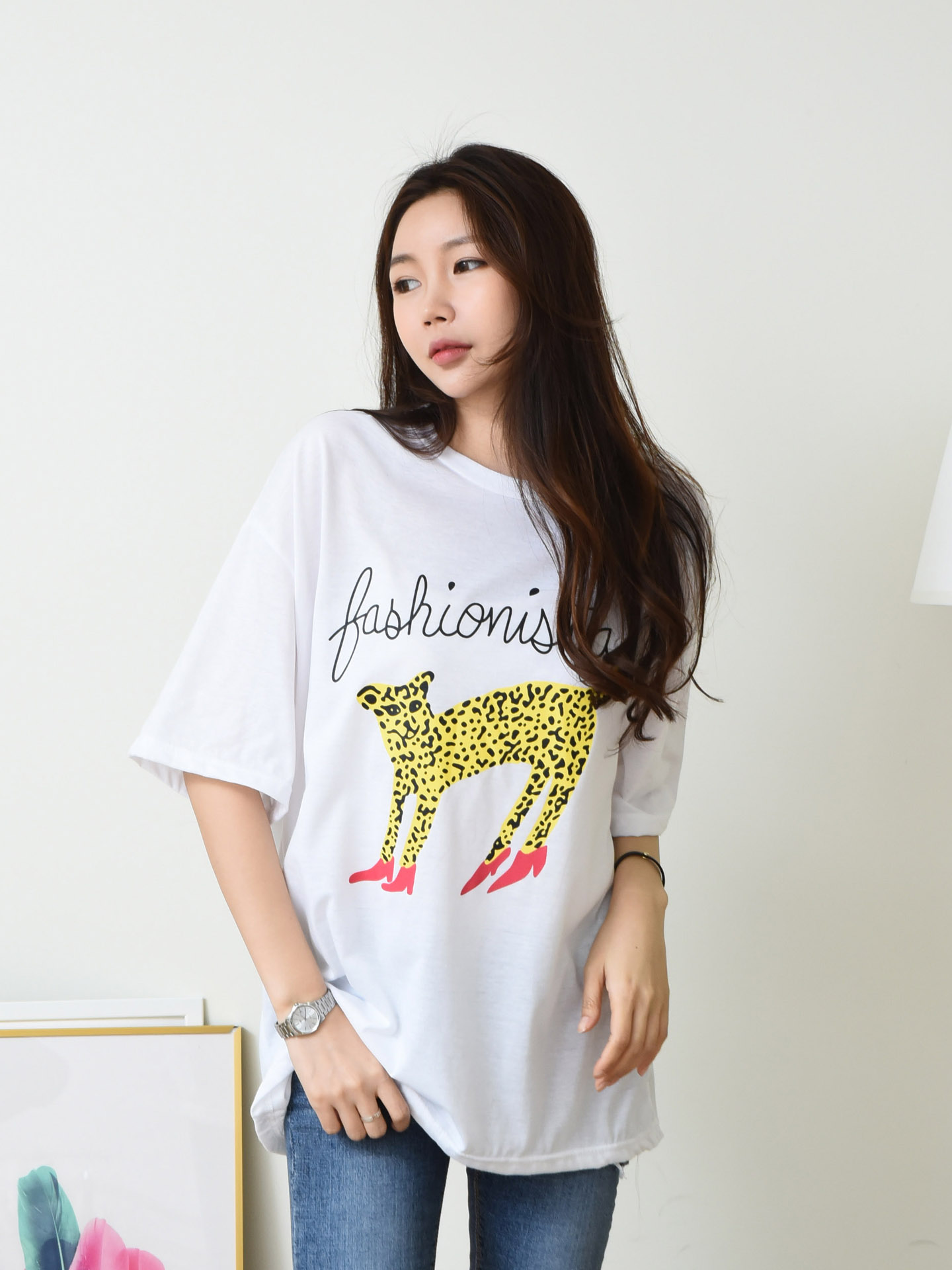 <b><p>1 Cheetah ltering Short Slve Polo round basic</p></b><b><p>1 チーターレタリング 半袖Tシャツ ラウンド ベーシック 女性 基本 夏 大学生ル</p></b><br /><br /><p align='center'>