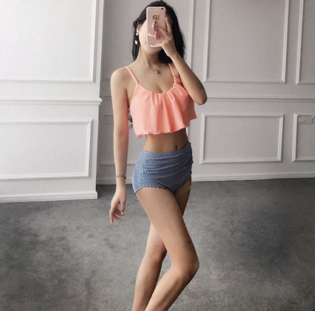 <b><p>18BK114 Orange Frill ckt High waist bikini</p></b><b><p>18BK114 オレンジ フリルカンカン ハイウエスト ビキニ 薄い見える水着 シンプルな</p></b><br /><br /><p align='center'>