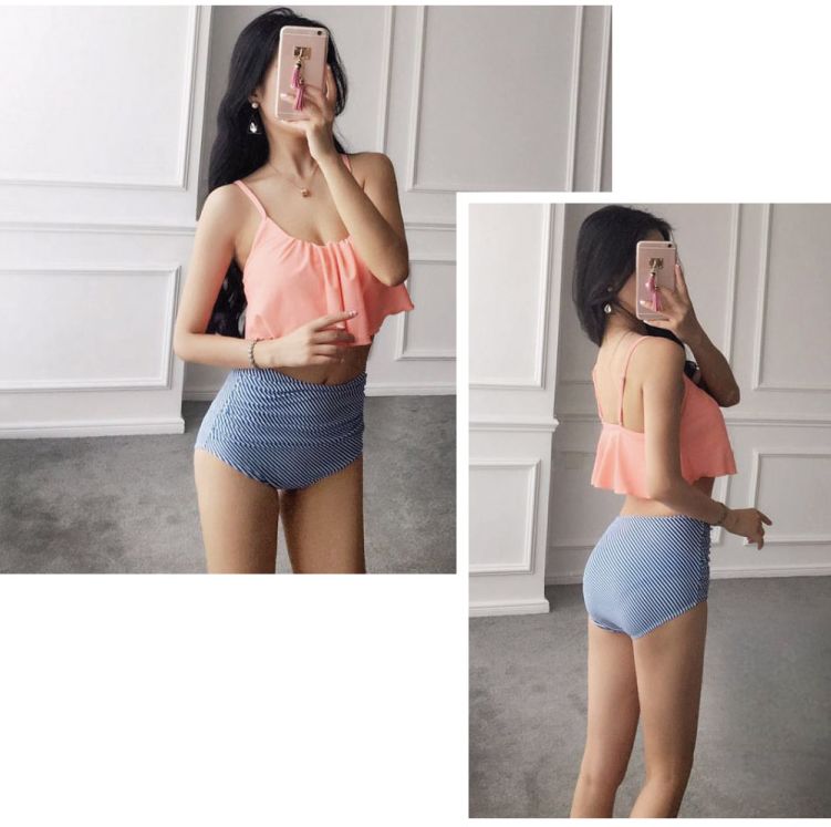 <b><p>18BK114 Orange Frill ckt High waist bikini</p></b><b><p>18BK114 オレンジ フリルカンカン ハイウエスト ビキニ 薄い見える水着 シンプルな</p></b><br /><br /><p align='center'>