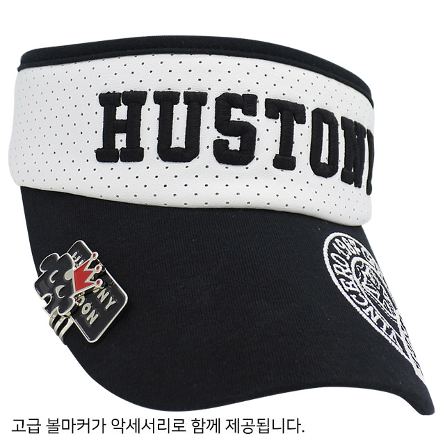 여성 골프 썬캡모자 펀칭 디자인 볼마커 블랙 화이트 - 상세 이미지 5