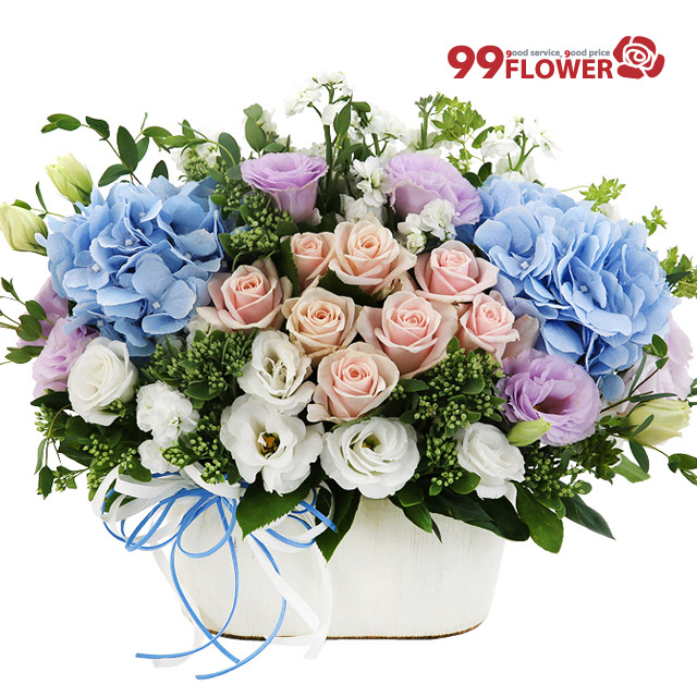 [당일수령]수국 장미 바구니 A1661 꽃배달 생일 결혼기념일 꽃바구니 생화꽃