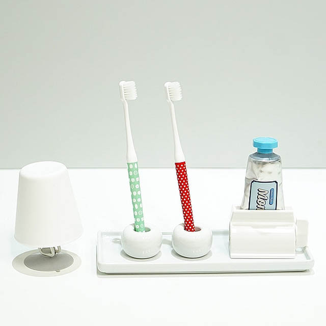 무지 도자기 칫솔꽂이) 세라믹 칫솔걸이