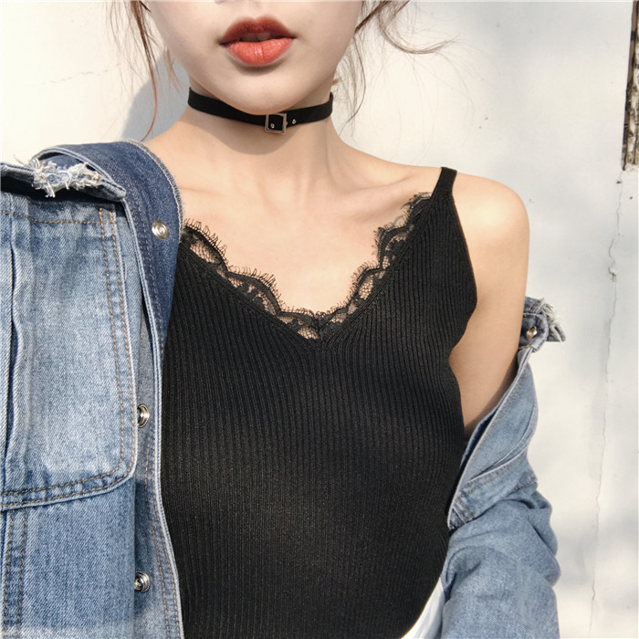 [무료배송] 레이스 포인트 나시 탑 - 상품 이미지
