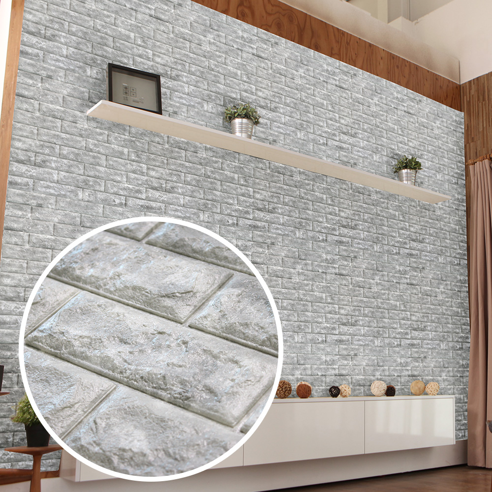 롤 폼블럭 단열벽지 접착식 방한 보온 결로방지 난방 5000mm, 파벽돌 화이트