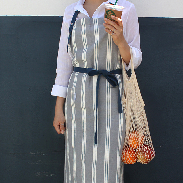 그레이스트라이프 린넨 앞치마