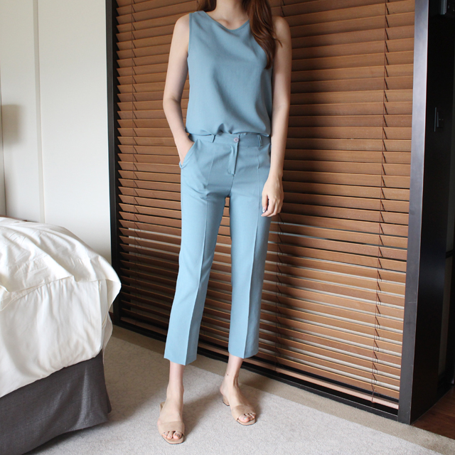 10컬러 시원한 여성 여름 슬랙스 슬림 일자 9부 여름팬츠 여자 슬랙스 - 상세 이미지 2