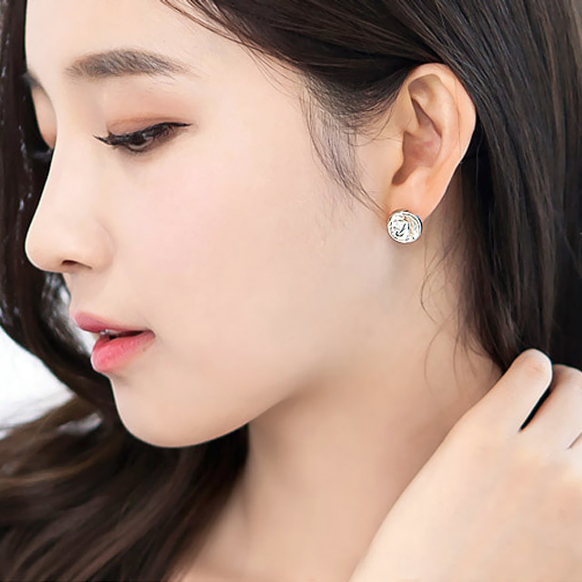 오스트리아 크리스탈 10mm 심플 빅 왕 큐빅 써클 스톤 귀걸이 - 상세 이미지 3