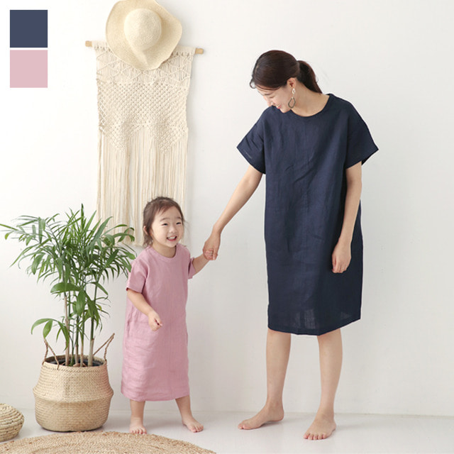 YOEREUM 무지린넨원피스 아동용 L