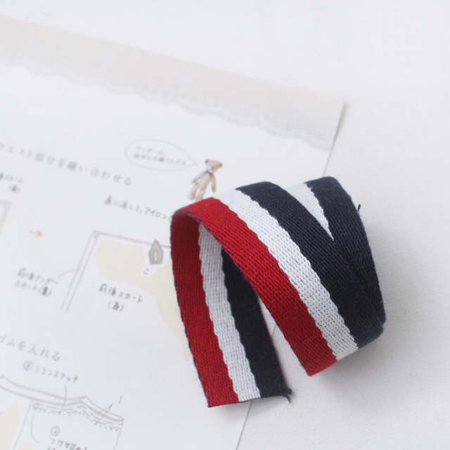 25mm 삼색 웨이빙끈-3(적백곤삼색) - 상품 이미지