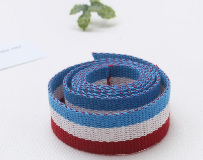 25mm 삼색 웨이빙끈-5(스카이삼색) - 상품 이미지