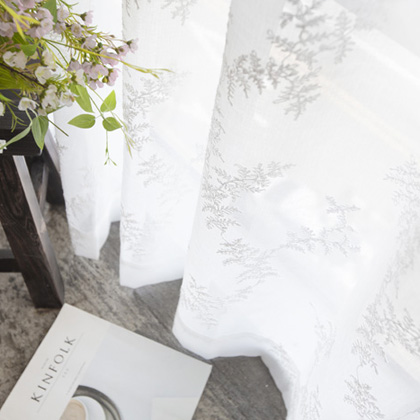 오드리 린넨 레이스 자수 인테리어 가리개 차르르 여름 화이트 쉬폰 광목 나비주름 속지 거실속거튼 기본핀형