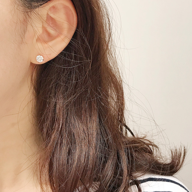 14K 골드핀 기본 6mm 큐빅 금침귀걸이 이미지 7