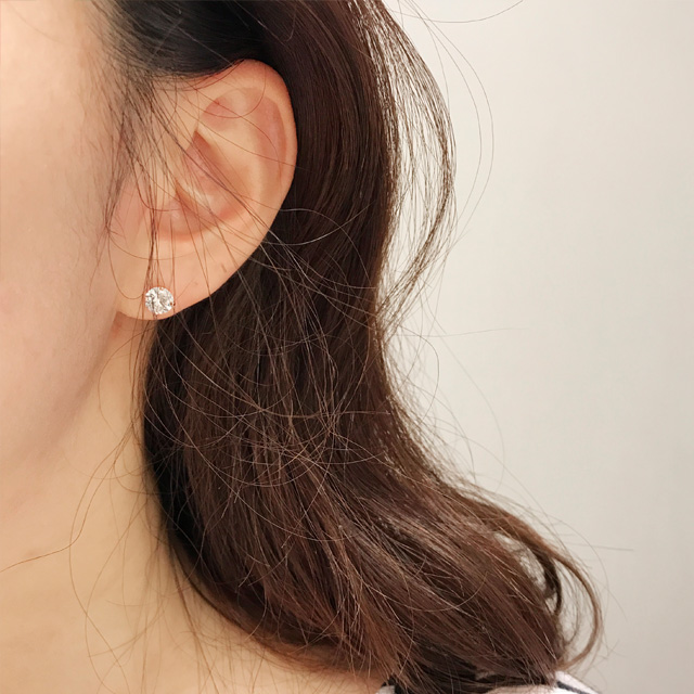 14K 골드핀 기본 6mm 큐빅 금침귀걸이 - 상세 이미지 4