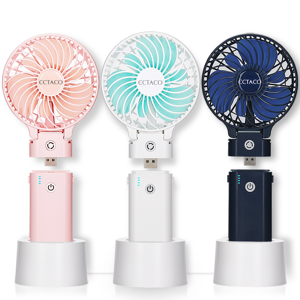 엑타코 오리지널 5200 (3세대/C-TYPE) 대용량 보조배터리 겸용 미니 휴대용선풍기 (크래들별매)