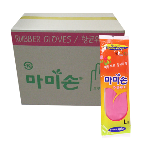 마미손 고무장갑 주름밴드 대(L) 1박스(100켤레) - 상품 이미지