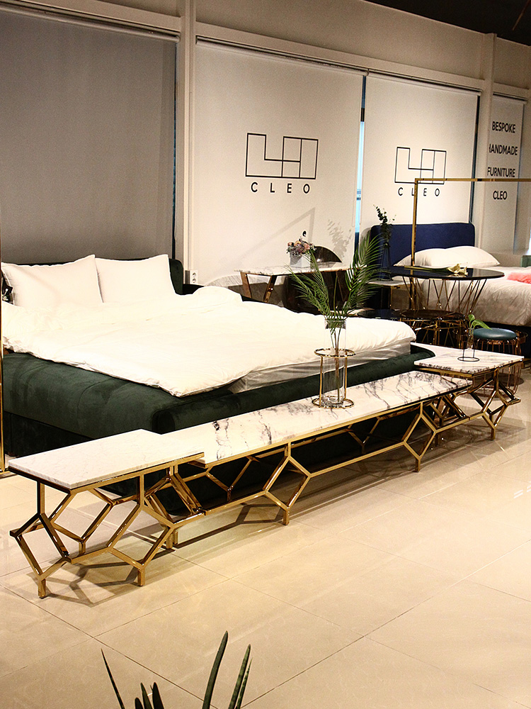 비앙카 2005 이태리 천연 대리석 골드 낮은 거실장 TV 다이 선반 콘솔 / 비앙코카라라 CL237