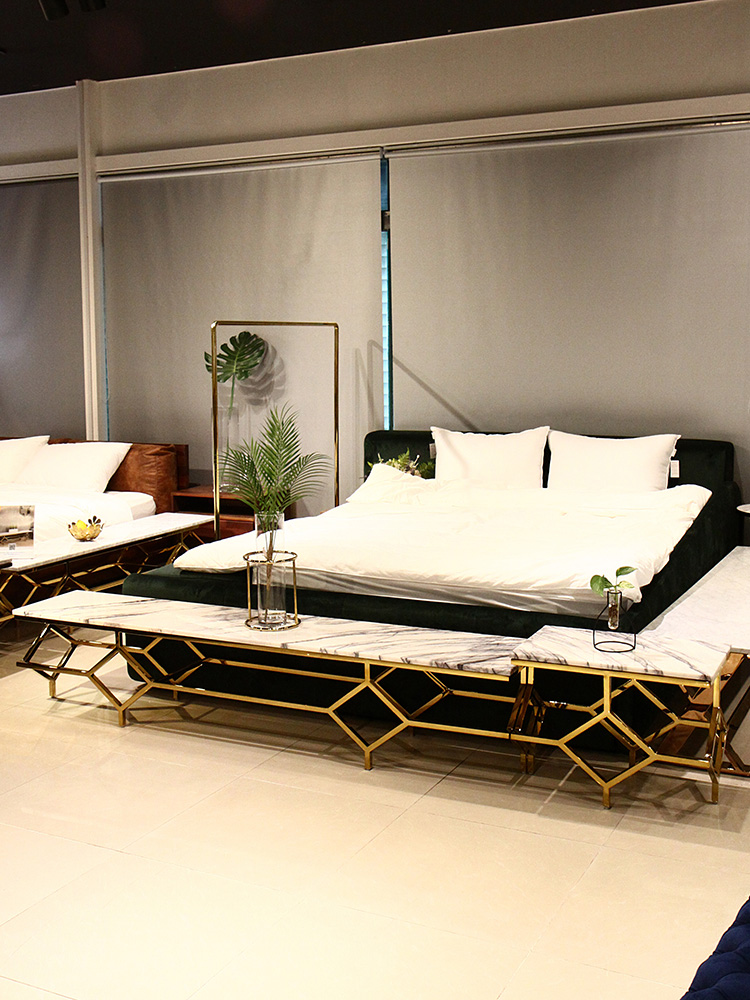 비앙카 2005 이태리 천연 대리석 골드 낮은 거실장 TV 다이 선반 콘솔 / 비앙코카라라 CL237