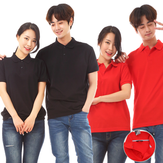 단체유니폼 30수pk체크폴로(왼포켓없음)칼라별 반팔식당티셔츠 홀서빙복 - 상품 이미지