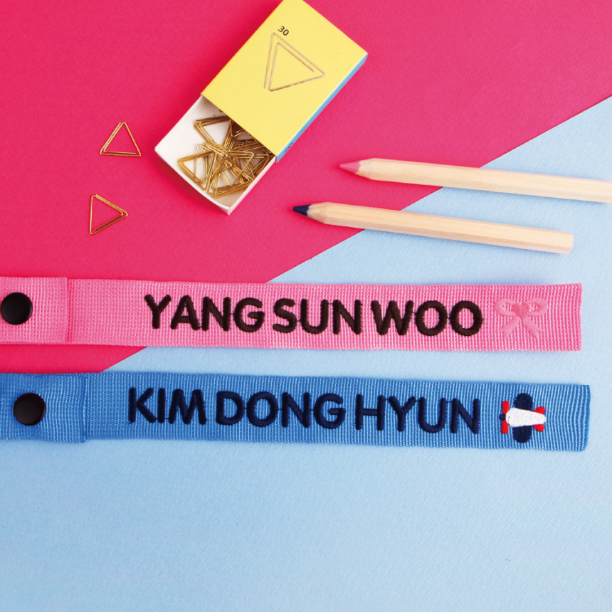[주문제작]자수네임택쪼꼬미 Hot pink 체리