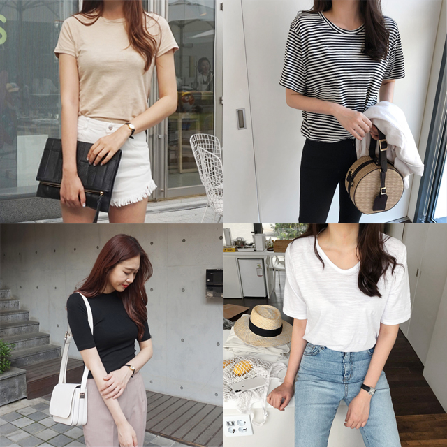 (무료배송) 여름 데일리 무지 반팔티셔츠 6종 - 상품 이미지