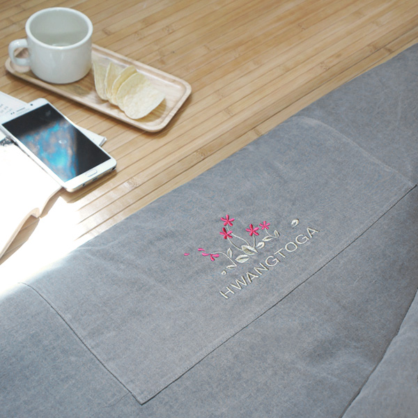 숯 꽃자수 목화솜 요매트 (순면 요커버와 목화 요솜 세트) 퀸 사이즈