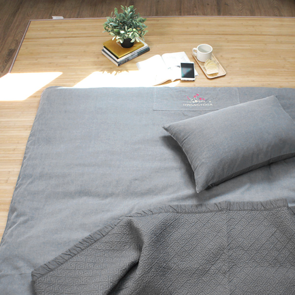 숯 꽃자수 목화솜 요매트 (순면 요커버와 목화 요솜 세트) 퀸 사이즈