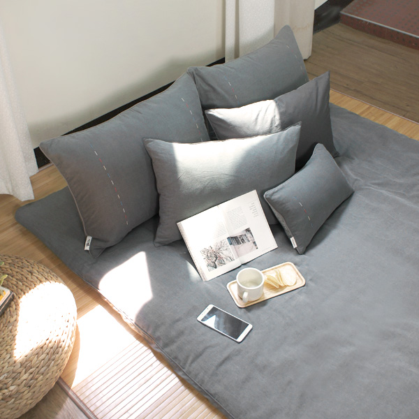 숯 꽃자수 목화솜 요매트 (순면 요커버와 목화 요솜 세트) 퀸 사이즈