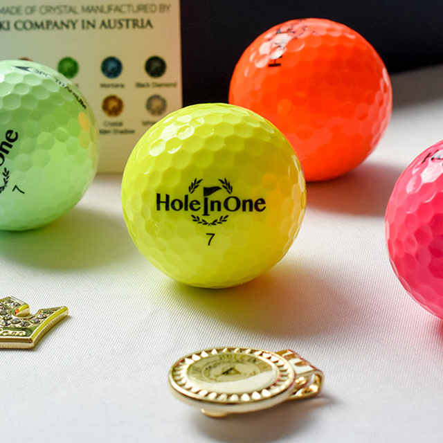 HoleinoneBrand 홀인원 골프공 3피스 (골프볼4구, 스와로브스키 볼마커)기념품 선물용 - 상세 이미지 5