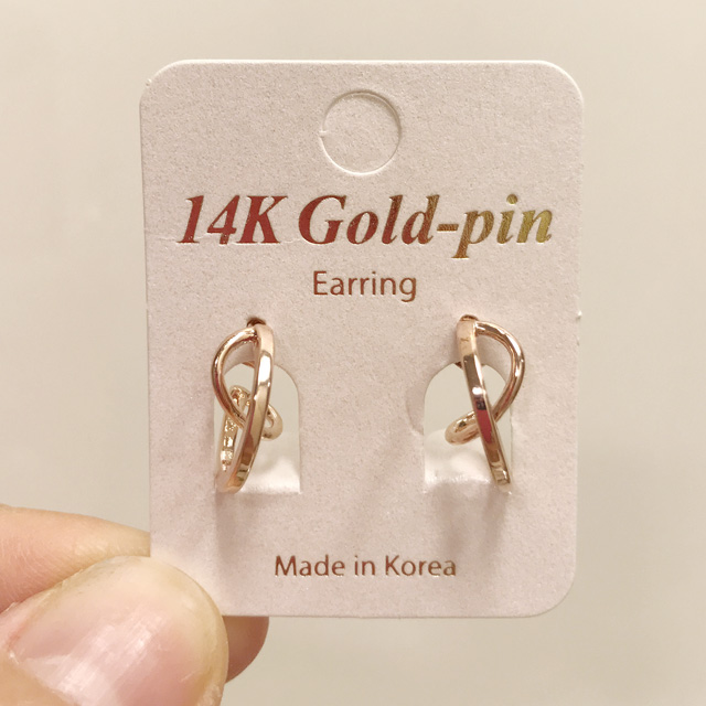 수아벨 14K 골드핀 꼬임 링 핑크골드 무알러지 금침귀걸이 - 상세 이미지 4