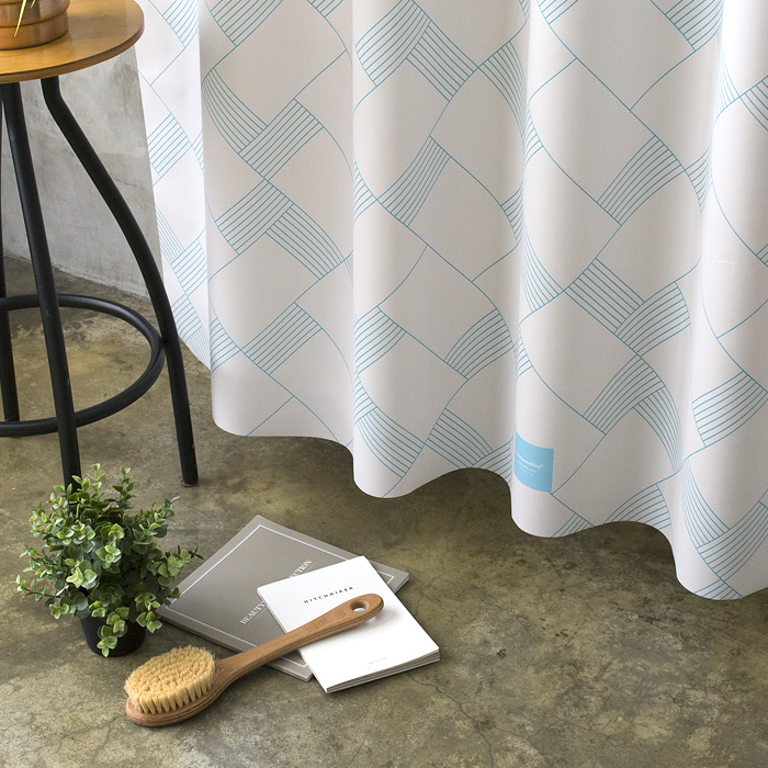 원세븐나인 패브릭 샤워커튼 블루 위브 M